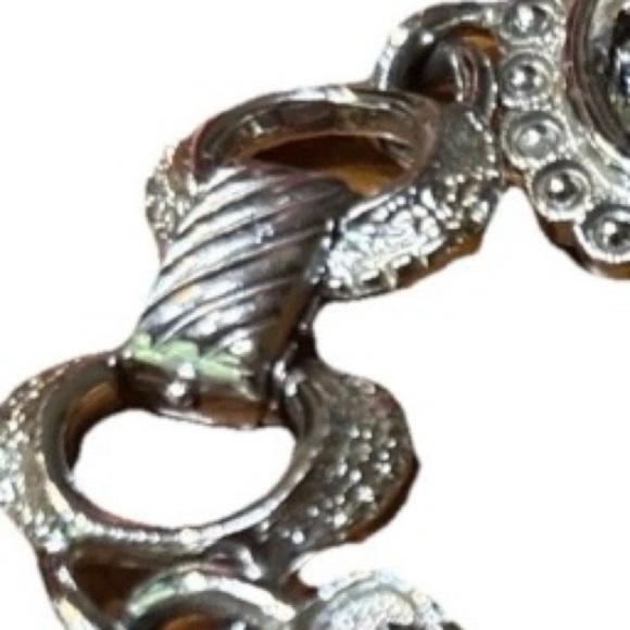 VINTAGE Sarah Coventry Silver Tone Faux Gemstone Cabochon Panel Bracelet - Picture 4 of 7